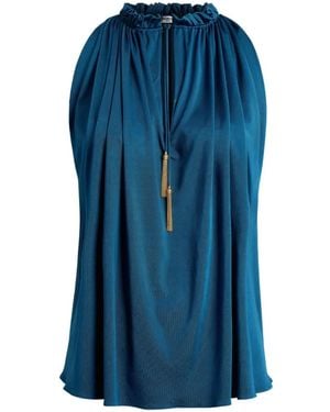 Balmain Fließendes Jersey-Oberteil Mit Falten - Blau
