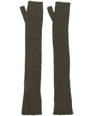 Barrie Olive Cashmere Fingerless Gloves - Green