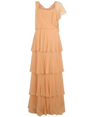 Alberta Ferretti Ruffled Silk-Chiffon Maxi Dress - White