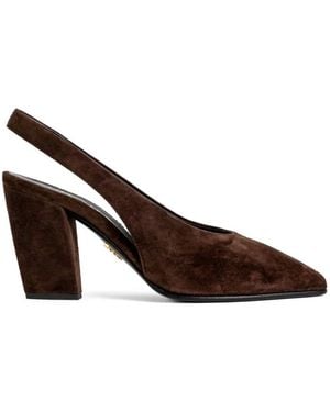 Prada Suede Leather Slingback Court Shoes - Brown