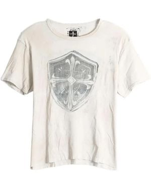 SAITOS Faded Crusade Distressed T-Shirt - White