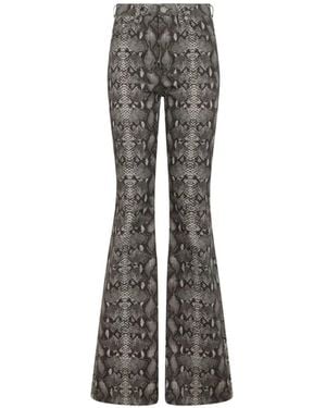 Roberto Cavalli Python-Print Flared Jeans - Grey