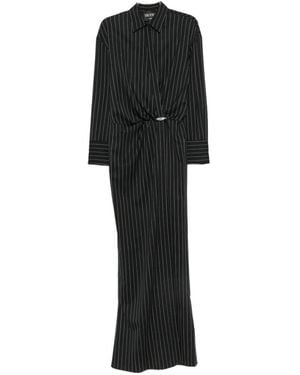 Dondup Pinstripe-Pattern Wrap-Style Maxi Dress - Black