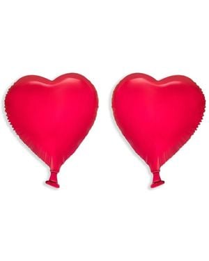 Oscar de la Renta Heart Balloon Clip-On Earrings - Red
