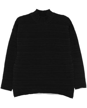 Pleats Please Issey Miyake Jersey de canalé - Negro