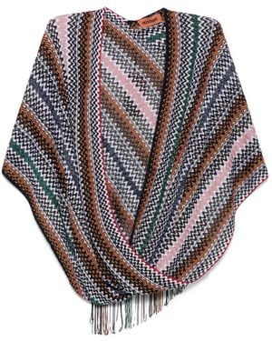 Missoni Zigzag Fringed Poncho - Gray