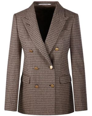 Tagliatore Parigi Houndstooth-Pattern Double-Breasted Blazer - Brown