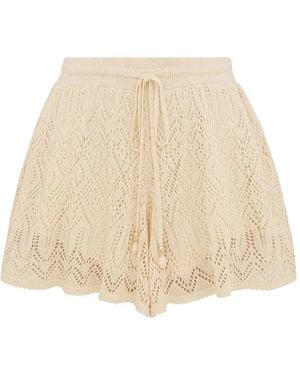 Zimmermann Mahon Crochet-Knit Drawstring Shorts - Natural