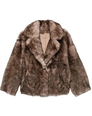 Manzoni 24 Shearling Notched-Lapel Jacket - Brown