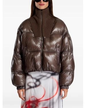 DIESEL Cropped Quilted W-Arrior Down Jacket - Brown
