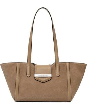 KARL LAGERFELD K/Nova Logo-Plaque Panelled Tote Bag - Natural
