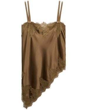 Dorothee Schumacher Sense Of Shine Lace-Trim Top - Brown