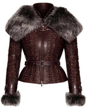 KNWLS Smocked Fur Jacket - Black