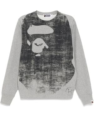 A Bathing Ape Pullover Mit Ausgeblichenem Print - Grau