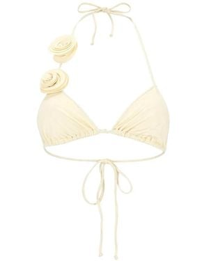 LaRevêche Ashar Floral-Appliqué Bikini Top - White