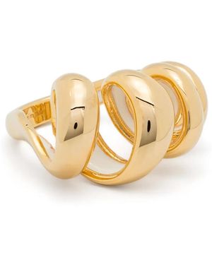 Lanvin Golden Brass Rhinestone Melodie Ring in Metallic
