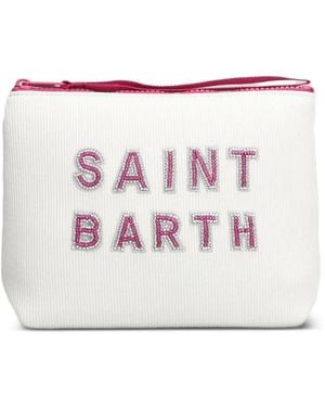 MC2 Saint Barth Aline Logo-Embroidered Clutch Bag - White