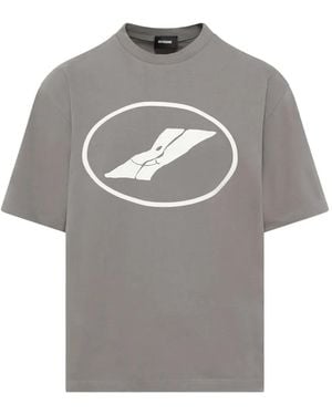 we11done Round-Neck Logo-Detail T-Shirt - Grey