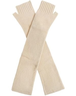 Ganni Ribbed Logo-Detail Gloves - White