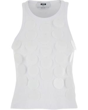 MSGM Chainmail-Effect Tank Top - White