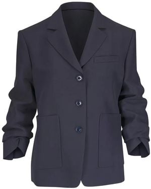 Dorothee Schumacher Single-Breasted Ruched-Sleeve Blazer - Blue