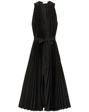Twinset Pleated V-Neck Midi Dress - Black