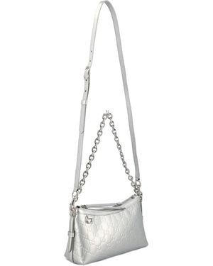 Gucci Small Gg Emblem Embossed Shoulder Bag - White