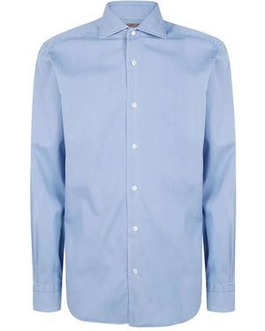 Barba Napoli Spread-Collar Shirt - Blue