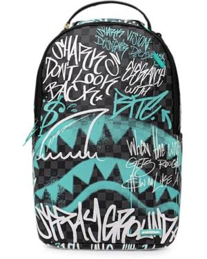 Sprayground Shark Graffiti-Print Backpack - Black