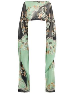 Roberto Cavalli Floral-Print Cropped Top - Green