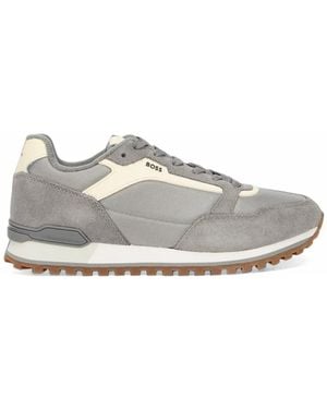 BOSS Logo-Print Panelled Trainers - White