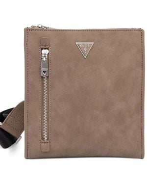 Guess Torino Logo-Plaque Messenger Bag - Brown