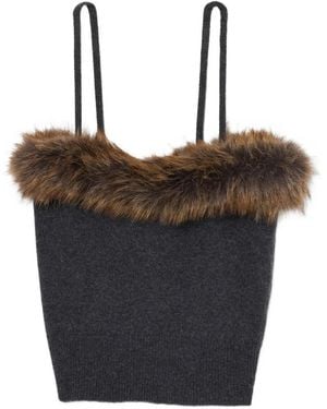 Marc Jacobs Tanktop Mit Faux Fur-Besatz - Schwarz