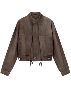 Giorgio Armani High-Neck Panelled Jacket - Brown