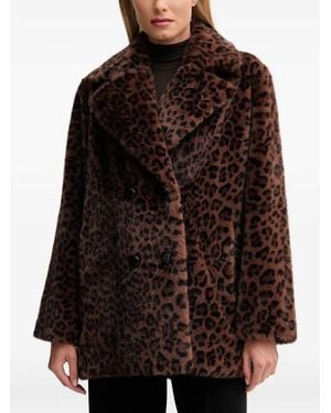 Joseph Ribkoff Leopard-Print Double-Breasted Coat - Brown