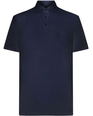 Giorgio Armani Interlock Cotton Polo Shirt - Blue