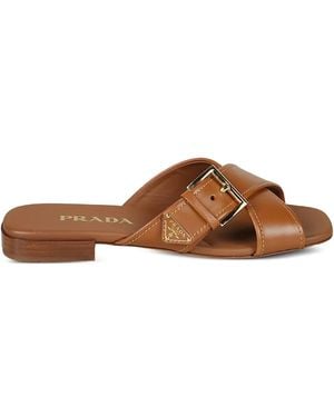 Prada Sandalen mit Schnallenriemen - Braun