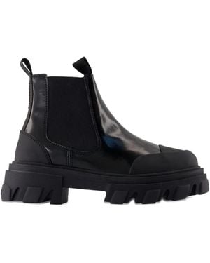 Ganni Leather Chelsea Boots - ブラック
