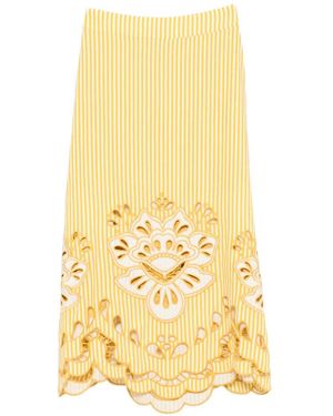 FARM Rio Stripes Richelieu Midi Skirt - Yellow