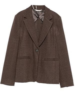 Max Mara Check-Pattern Single-Breasted Blazer - Brown