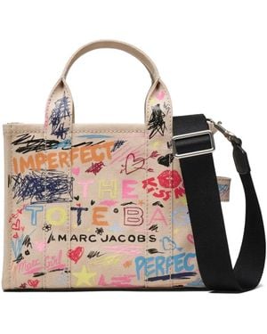 Marc Jacobs Small The Punk Scribble Canvas Tote Bag - Pink