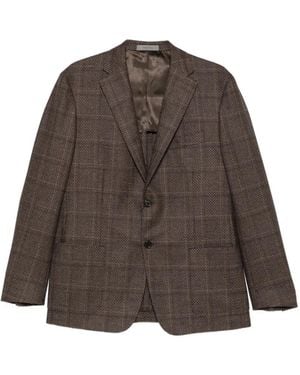 Corneliani Check-Pattern Virgin Wool Blazer - Brown