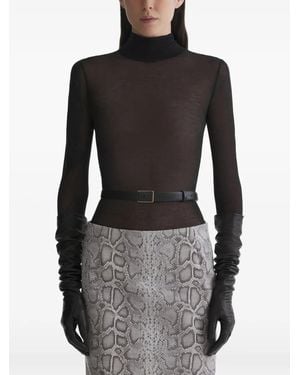 Mugler Roll Neck Long Sleeve Top - Black