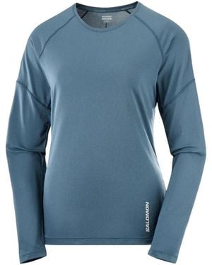 Salomon Raglan-Sleeve Logo-Print T-Shirt - Blue
