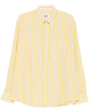 LC23 Striped-Pattern Button-Down Shirt - Natural