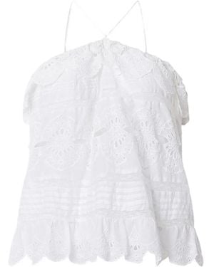 Isabel Marant Top Prisha con volantes - Blanco