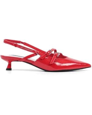 KARL LAGERFELD Pasha Buckle Strap Court Shoes - Red