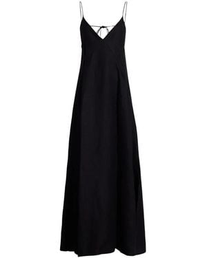 Another Tomorrow Seamed Slip Dress - Black