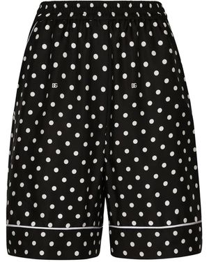 Dolce & Gabbana Polka-Dot Silk Twill Shorts - Black