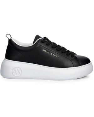 ARMANI EXCHANGE Logo-Print Platform Trainers - Black